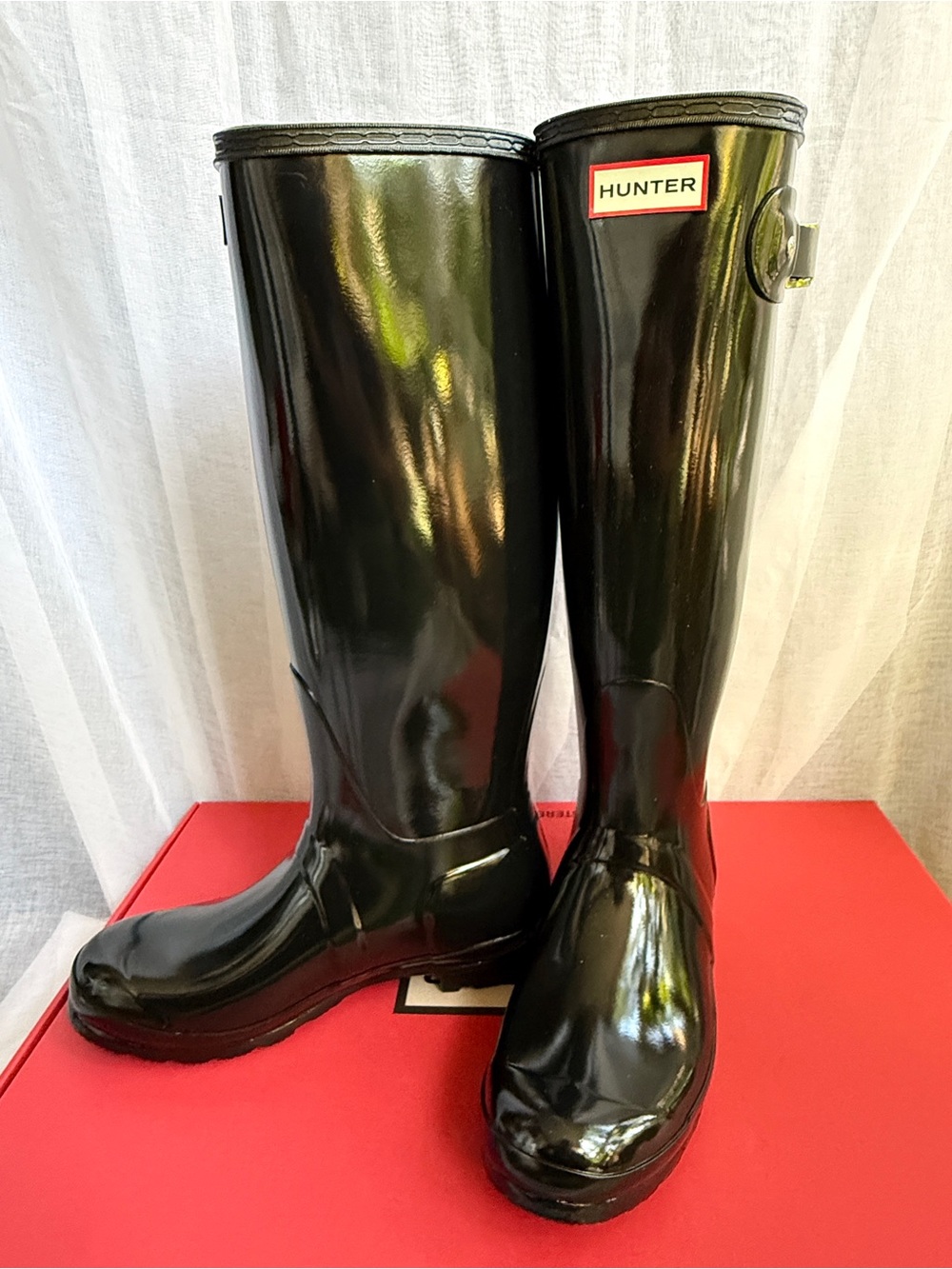 HUNTER Women’s Original Tall Gloss Rain Boots | US 8 | UK 6 | EU 39 ☔️🖤